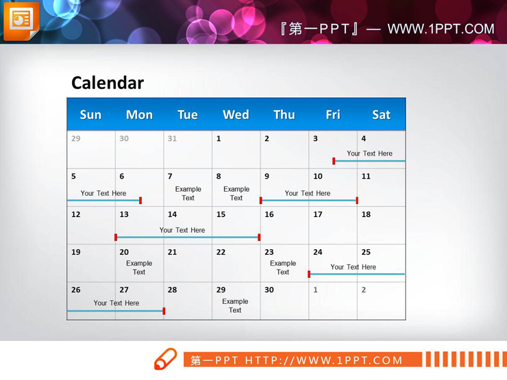 年度月度周统计PPT甘特图