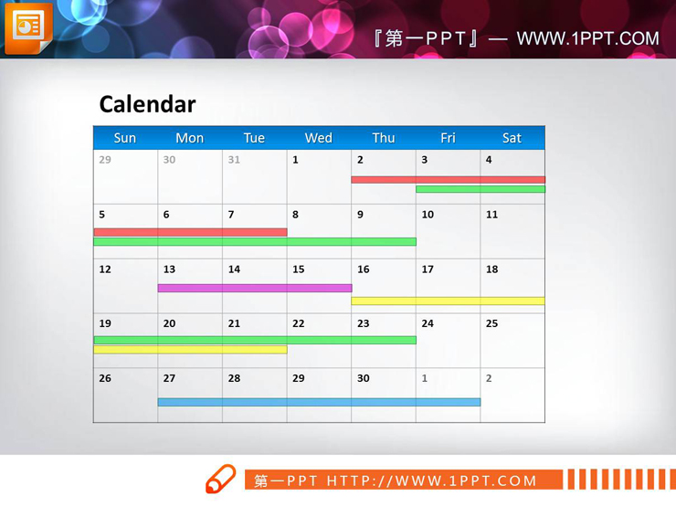 年度月度周统计PPT甘特图