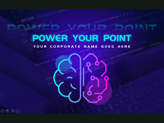 大脑创意电路图亮蓝紫配色商务电子风ppt模板