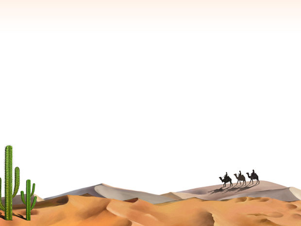 骆驼仙人柱沙漠风景PPT模板2