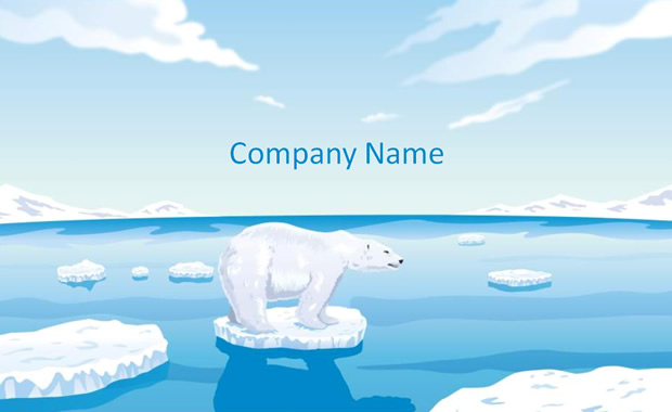 白极熊动物卡通PPT模板1