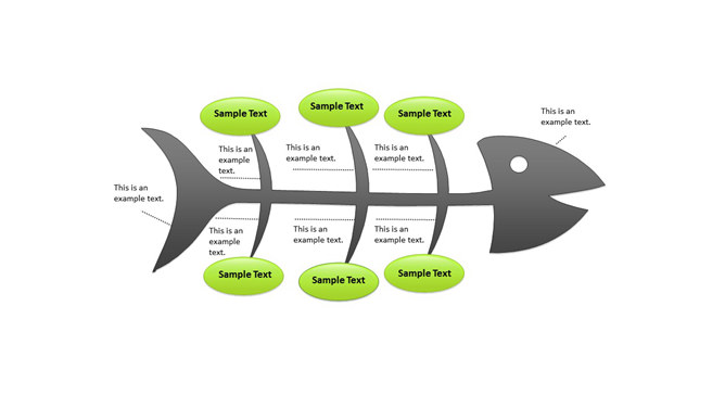 灰色鱼骨结构图PPT模板
