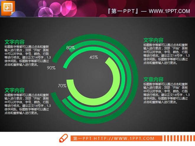 11张现代简洁绿色扁平化PPT图表下载