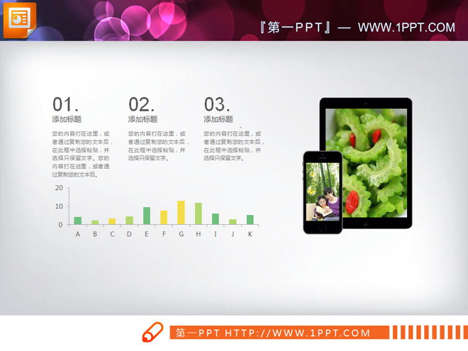 绿色生鲜背景健康饮食PPT图表