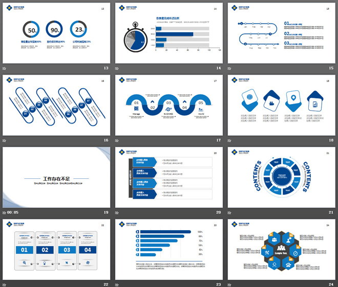 淡蓝色简洁年度工作总结PPT模板免费下载