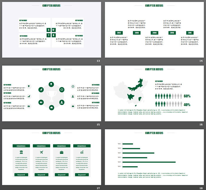 绿色极简扁平化分析报告PPT模板免费下载