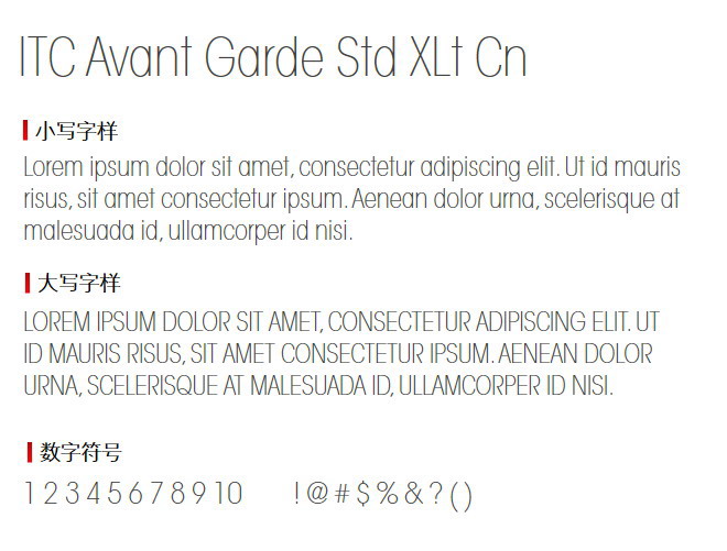 ITC Avant Garde Std XLt Cn 字体下载