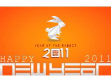 橙色兔年新年幻灯片模板下载
