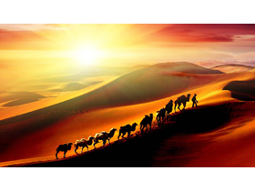 丝绸之路沙漠骆驼PPT背景图片