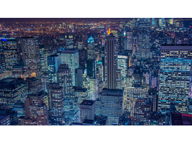 蓝色发达城市夜景PPT背景图片