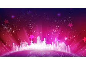 紫色星光城市PPT背景图片