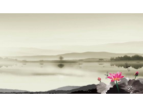 三张古典水墨荷花中国风PPT背景图片