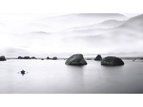 11张淡雅黑白中国风PPT背景图片