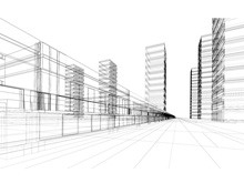 抽象城市线条透视图PPT背景图片