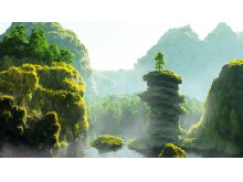 碧水青山自然PPT背景图片