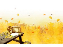 黄色彩绘背景书桌蜻蜓PPT背景图片