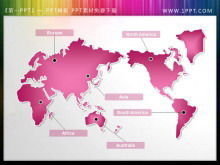 粉色世界地图PPT小插图下载