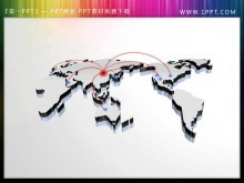 3d立体的世界地图PowerPoint插图