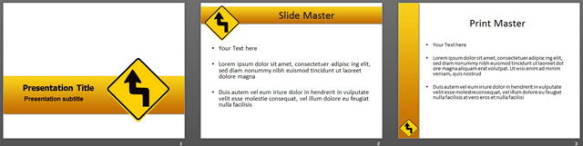 黄色交通警示PowerPoint模板免费下载