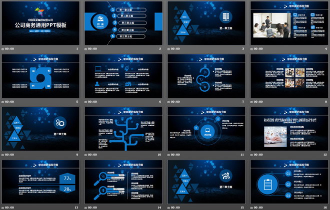 蓝色通用商务汇报PPT模板