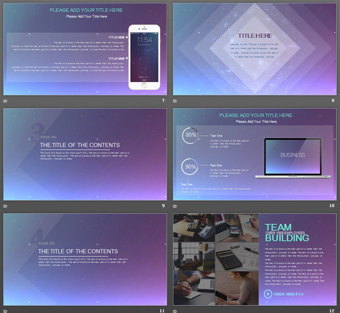 紫色星空背景的科技行业PPT模板免费下载