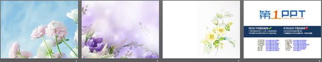 三张淡雅花卉PPT背景图片
